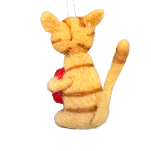 Cat Felted Ornament with Gift