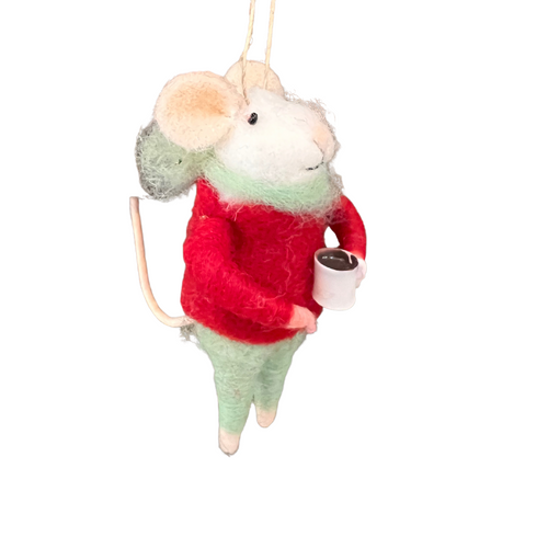 Winter Beverage Felted Mouse Ornaments (2 styles)