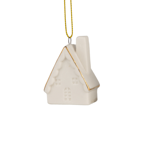 Mini Ceramic House Ornaments with Gold Trim (2 Styles)