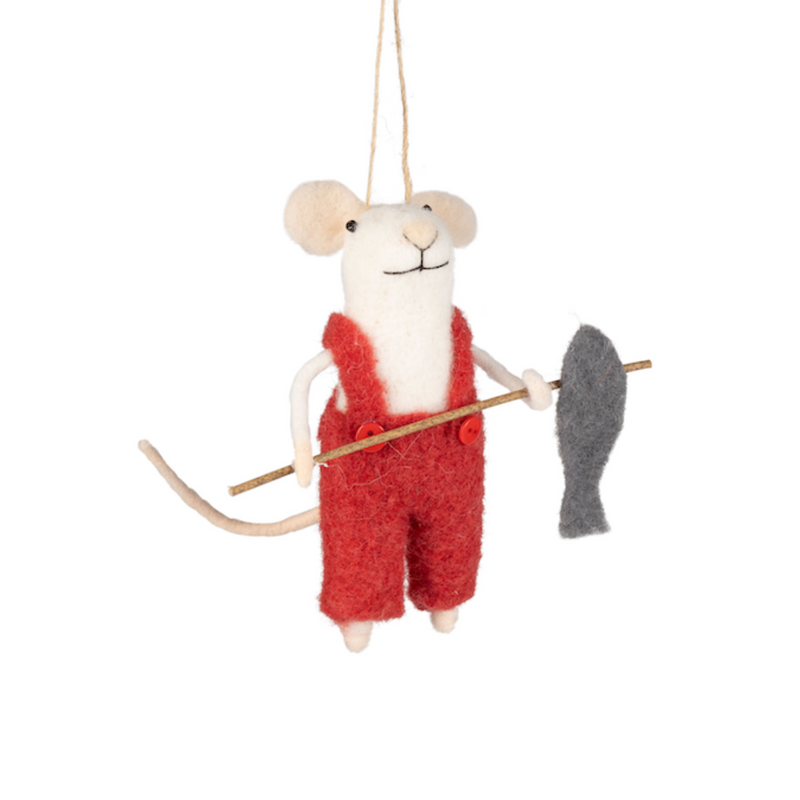 Felted Mouse with Fishing Pole