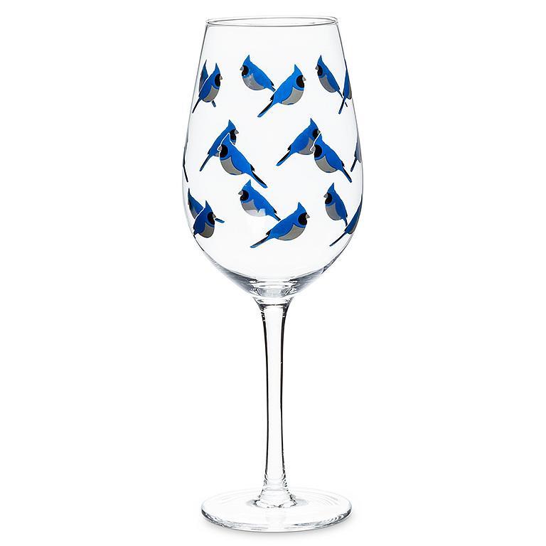 Blue Jay Wine Glass