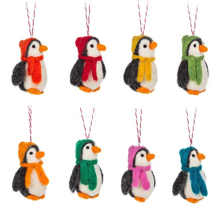 Felt Penguin Ornaments (Assorted Colours)