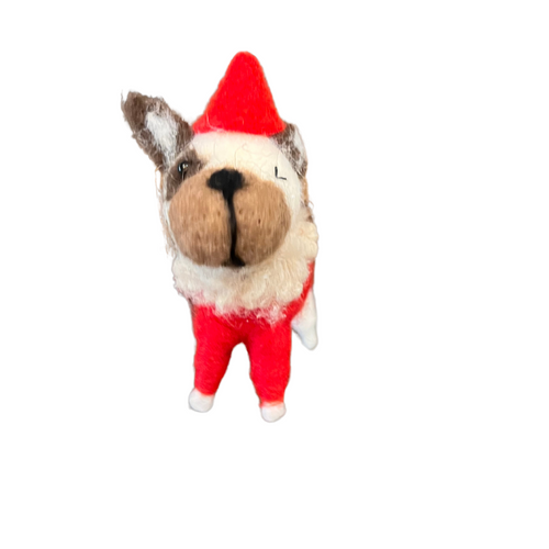 Felt Dog with Hat and Star Ornament