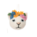 Felted Floral Cat Face Ornaments (Assorted)