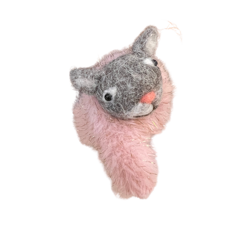 Cat Ornament with Fuzzy Scarf