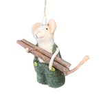 Felted Woodsman Mouse with Fire Logs