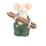 Felted Woodsman Mouse with Fire Logs