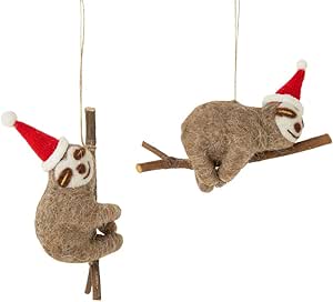 Felted Sloth Ornaments