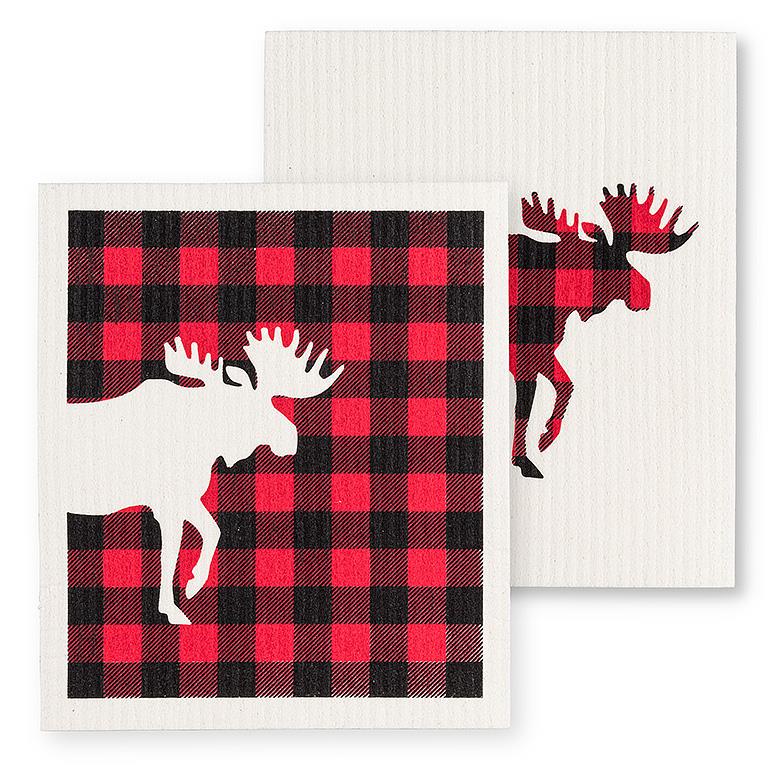 Buffalo Check Moose Swedish Dishcloths (Set of 2)