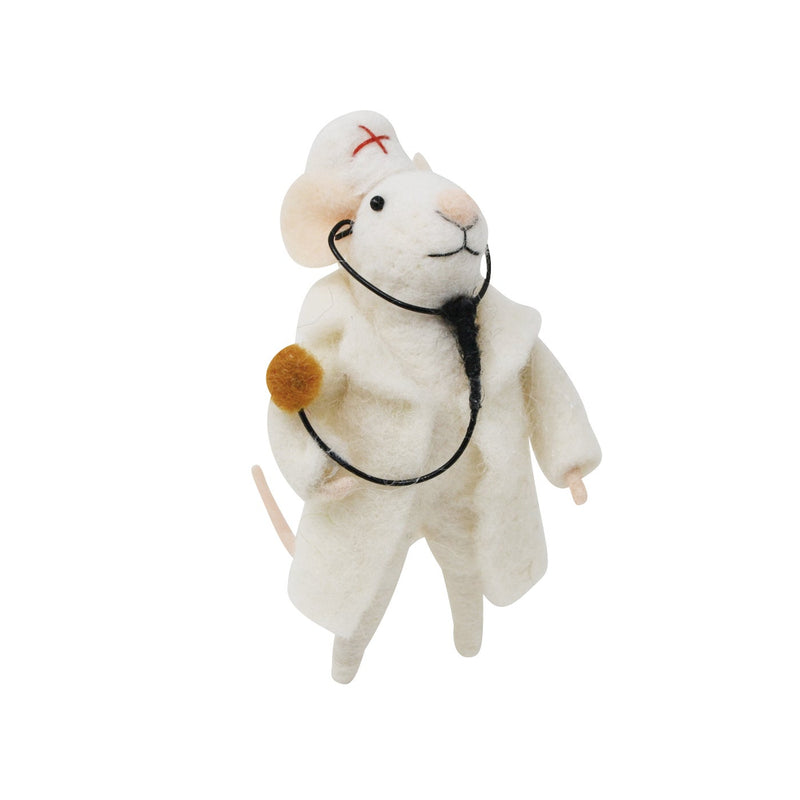 Doctor Mouse Felted Ornament
