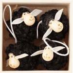 Wooly Sheep Ornaments with Wooden Faces