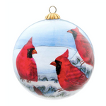 Cardinals Hand Painted Glass Ornament