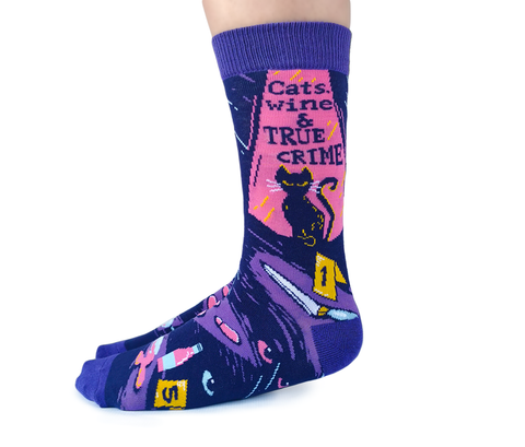 Cats, Wine & True Crime Socks