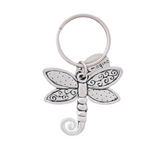 shows a  pewter dragonfly with an imagine charm