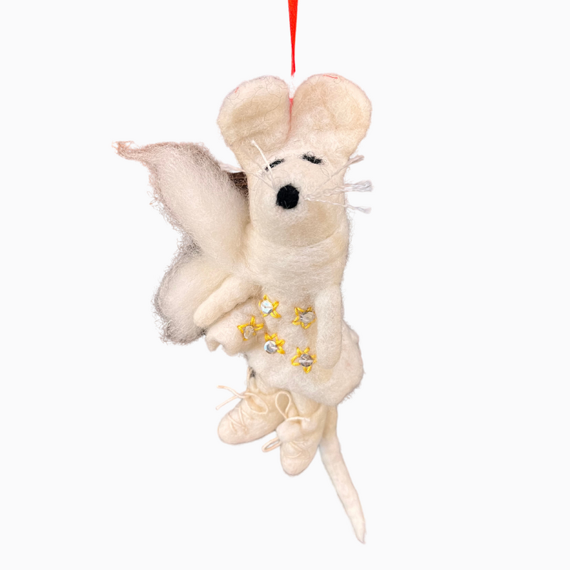Felted Winter Angel Mouse Ornament