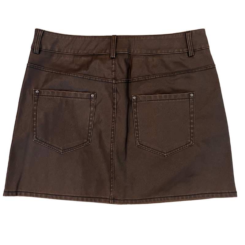 Missy Faux Leather Short Skirt (Cedar Brown)