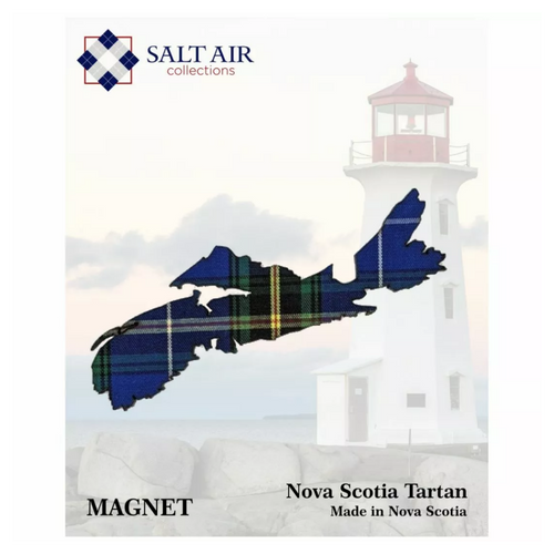 nova scotia tartan province magnet by salt air collections. made in nova scotia, shapesd like nova scotia and featuring the nova scotia tartan, this magnet sticks with us well!