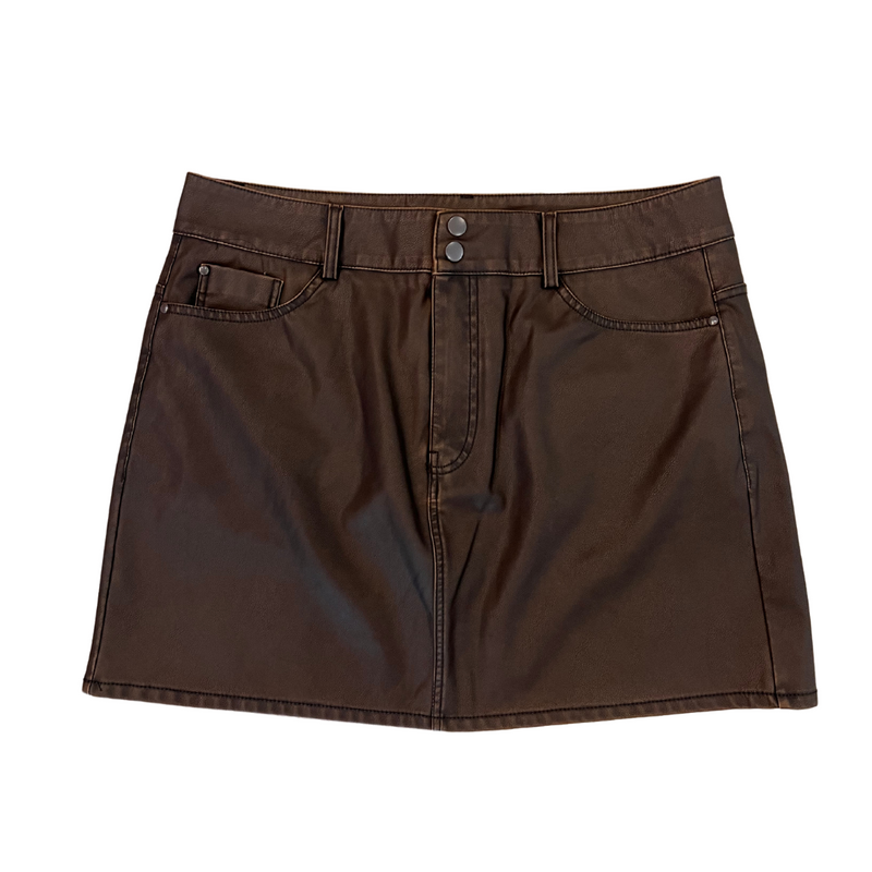 Missy Faux Leather Short Skirt (Cedar Brown)