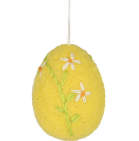 Yellow Felted Egg Ornament