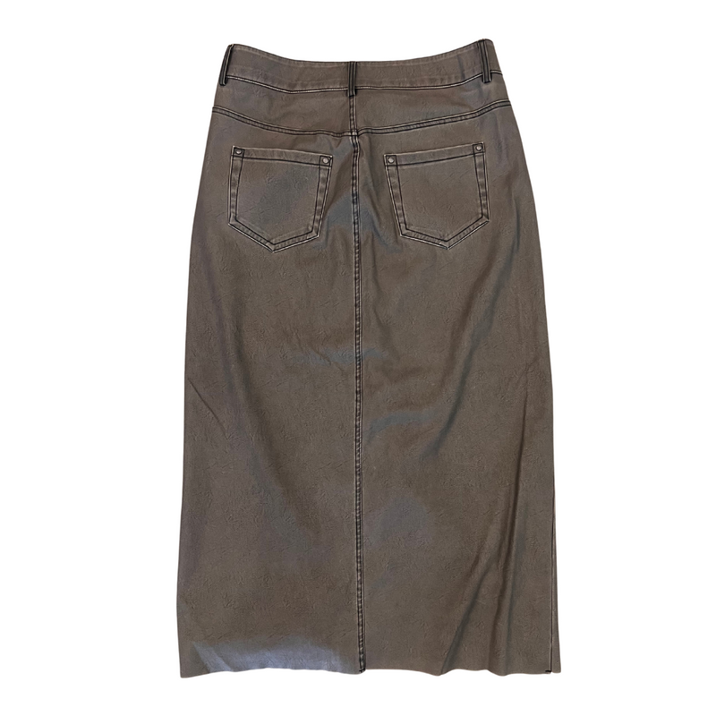 Shay Faux Leather Long Slit Skirt (Fossil)