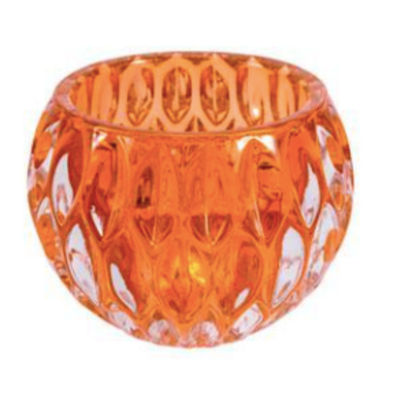 Orange Cut Glass Votive Bowl