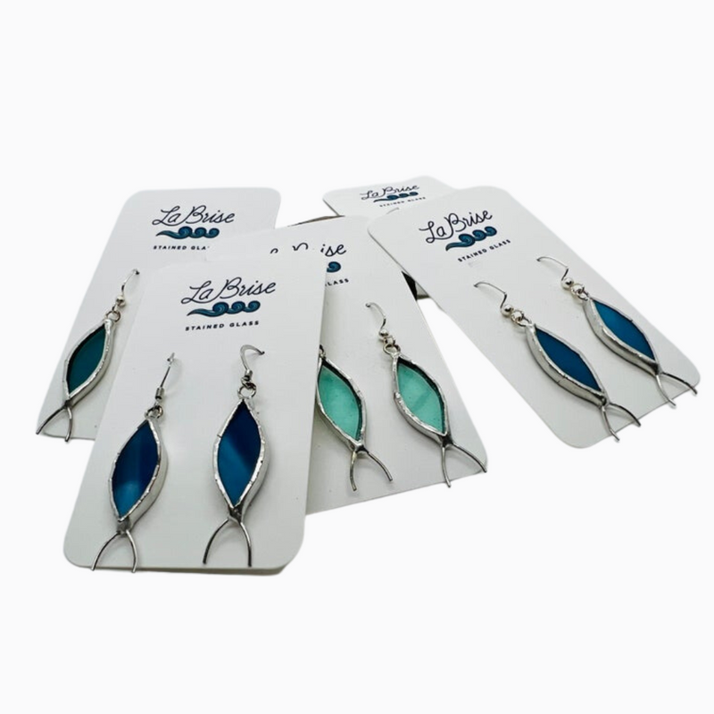 Stained Glass Fish Earrings by La Brise