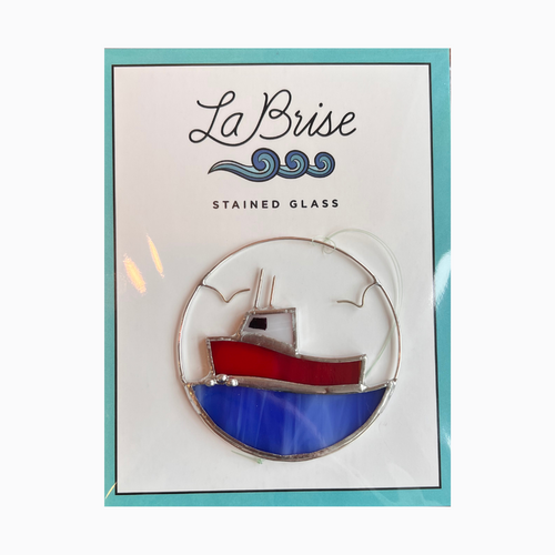 Stained Glass Fishing Boat Ornament by La Brise