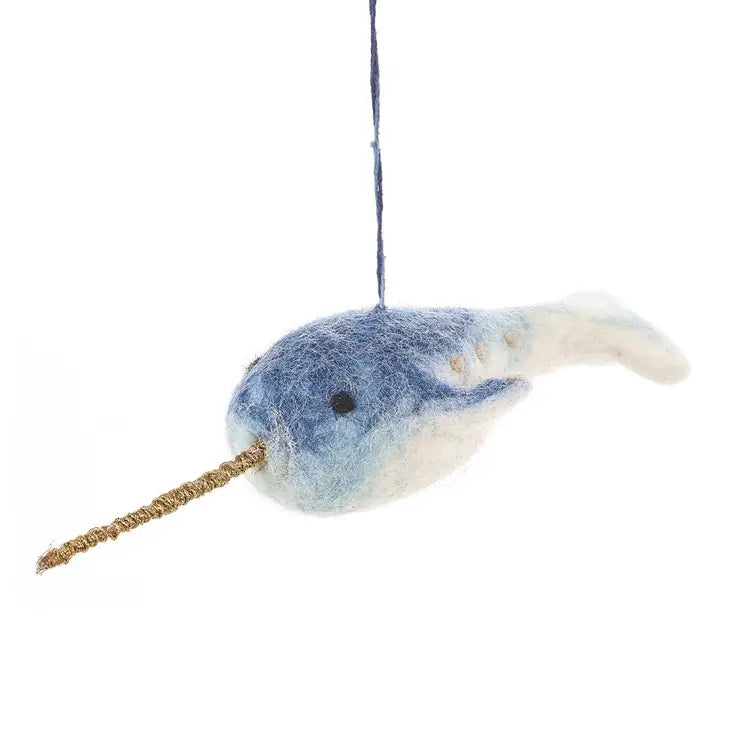 Felted Narwhal Ornament