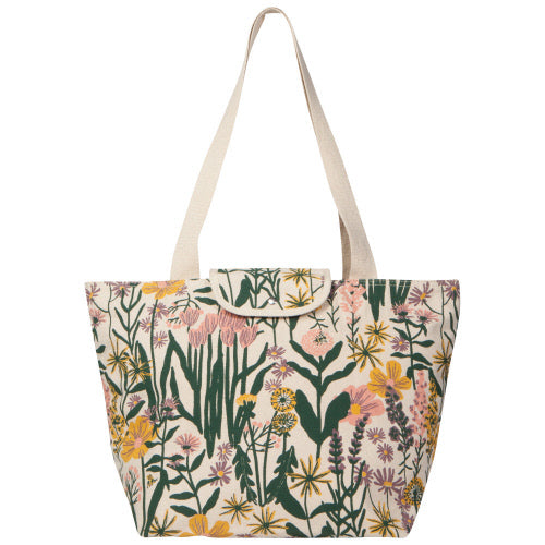 Bees & Blooms Fold Up Lined Tote Bag
