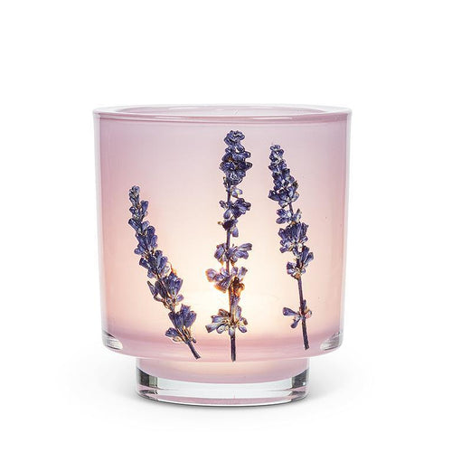 Frosted Votive with Pressed Flowers (Asst)
