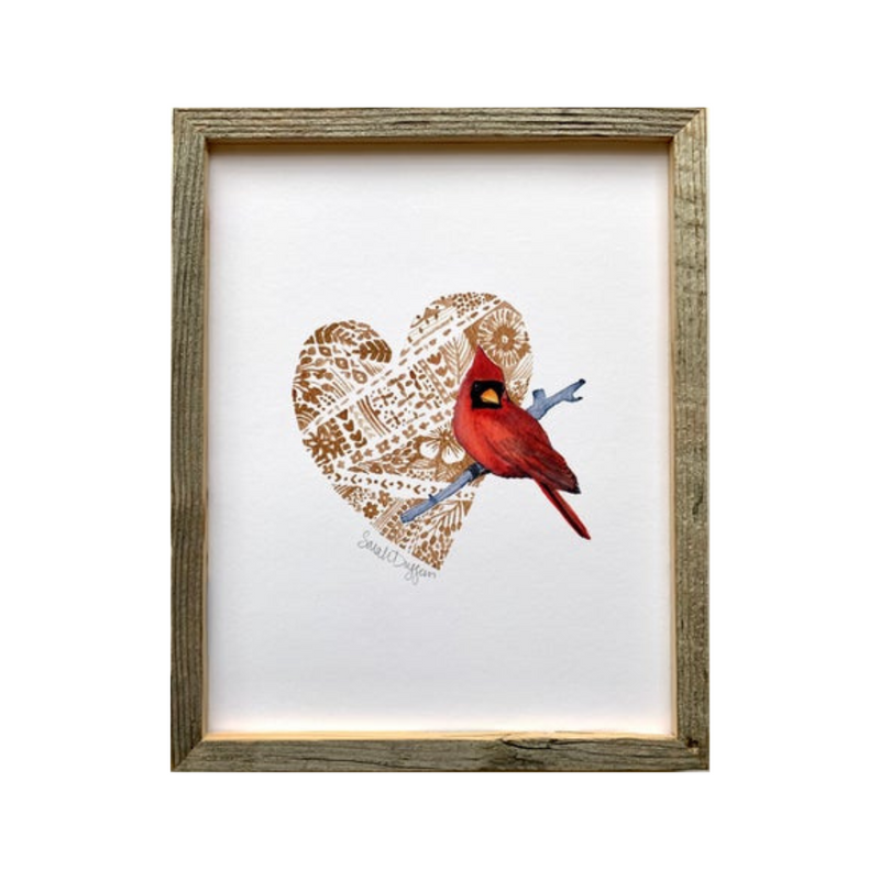 Cardinal and Heart Print