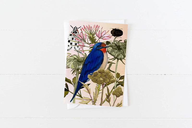 Moth, Beetle, Bird Greeting Card