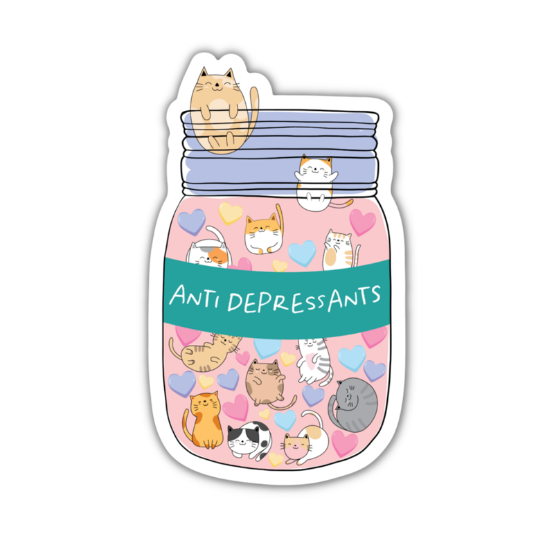 Cat Anti Depressants Vinyl Sticker