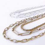 Worn Gold Necklace With Multi Maxi Link Chain