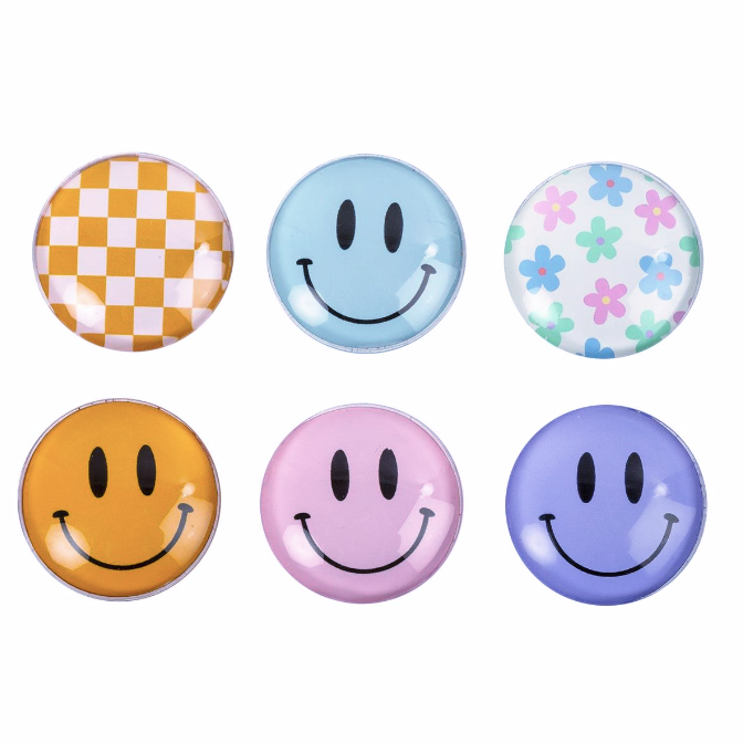 Happy Day Round Glass Magnets